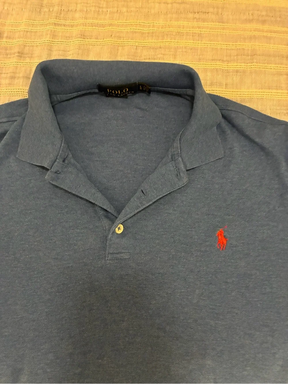 Polo Ralph Lauren Men’s Shirt - Blue with Red Logo GUC Size Large